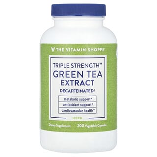 The Vitamin Shoppe, Green Tea Extract, Grüner-Tee-Extrakt, dreifache Wirkstärke, entkoffeiniert, 200 pflanzliche Kapseln