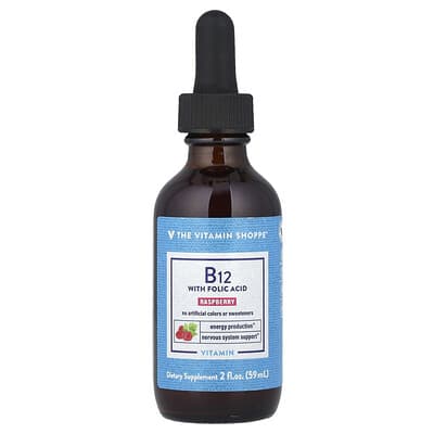 The Vitamin Shoppe, B12 with Folic Acid, Raspberry, 2 fl oz (59 ml)