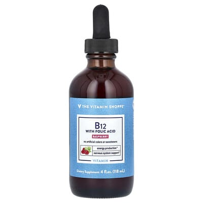 The Vitamin Shoppe, B12 with Folic Acid, Raspberry, 4 fl oz (118 ml)