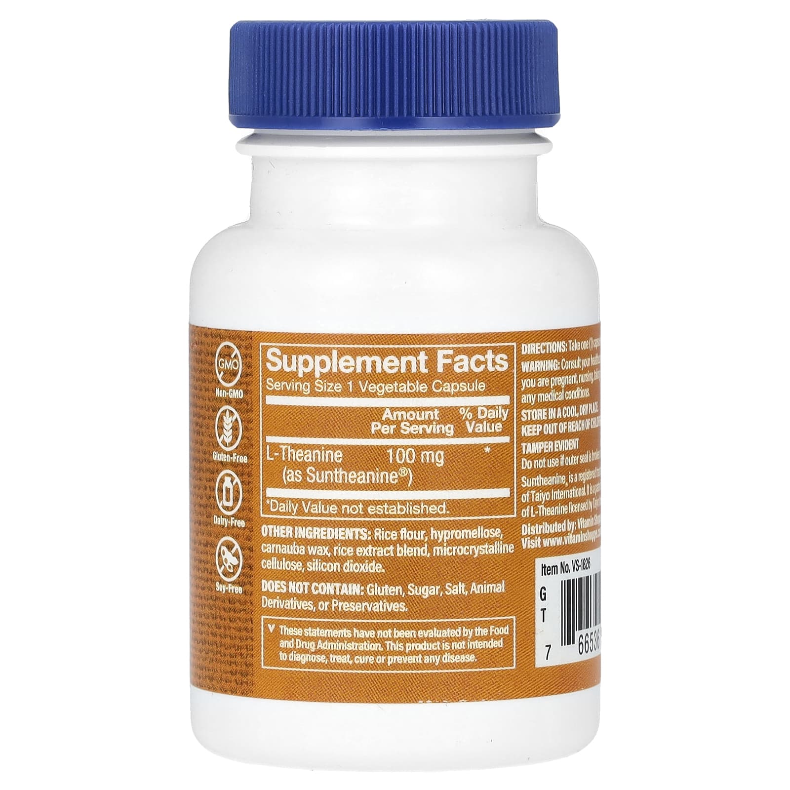 The Vitamin Shoppe, LTheanine, 100 mg, 60 Vegetable Capsules