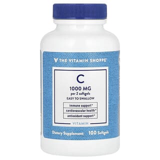 The Vitamin Shoppe, Витамин C, 1000 мг, 100 мягких таблеток (500 мг в 1 капсуле)