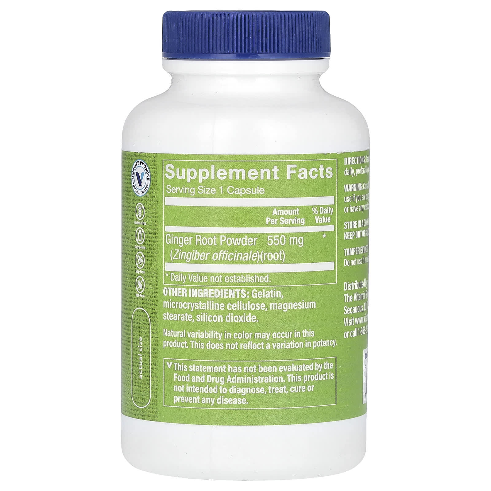 The Vitamin Shoppe, Ginger Root, 550 mg, 100 Capsules