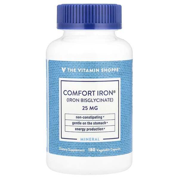 The Vitamin Shoppe, Comfort Iron®, 25 mg, 180 cápsulas vegetales