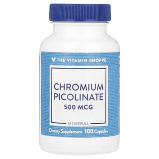 The Vitamin Shoppe, Chrom Picolinate, Chrompicolinat, 500 mcg, 100 Kapseln