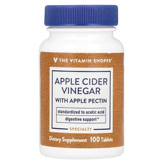 The Vitamin Shoppe, Apple Cider Vinegar With Apple Pectin, Apfelessig mit Apfelpektin, 100 Tabletten