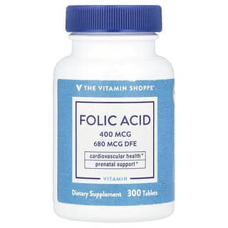 The Vitamin Shoppe, Folic Acid, Folsäure, 680 mcg DFE, 300 Tabletten