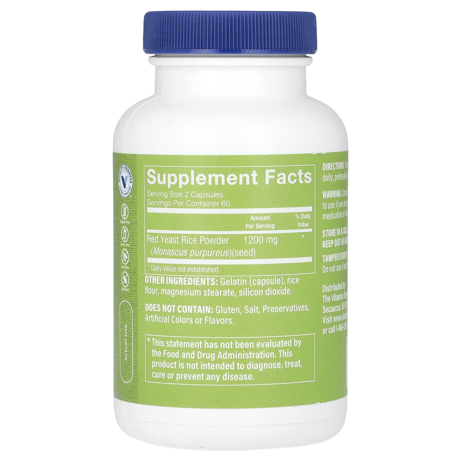 The Vitamin Shoppe, Red Yeast Rice , 1,200 mg , 120 Capsules (600 mg