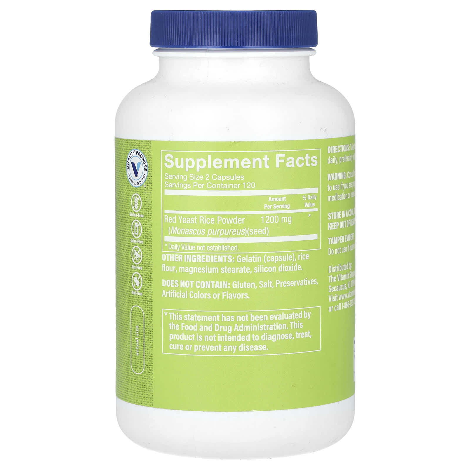 The Vitamin Shoppe, Red Yeast Rice, 1,200 mg, 240 Capsules (600 mg Per Capsule)