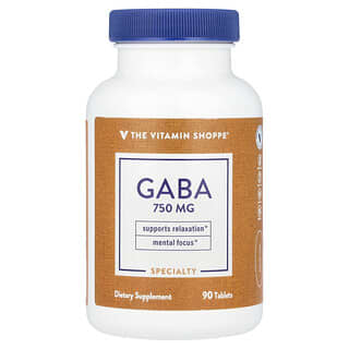 The Vitamin Shoppe, GABA, 750 mg, 90 Tabletten