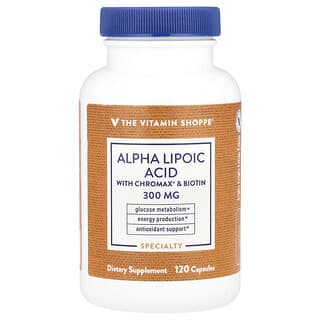 The Vitamin Shoppe, Ácido alfa-lipoico con Chromax® y biotina, 300 mg, 120 cápsulas