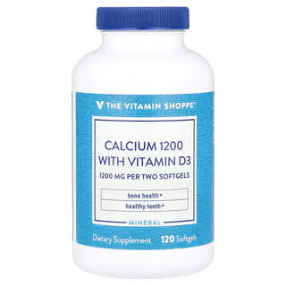 The Vitamin Shoppe, Cálcio 1200 com Vitamina D3, 120 Cápsulas Softgel