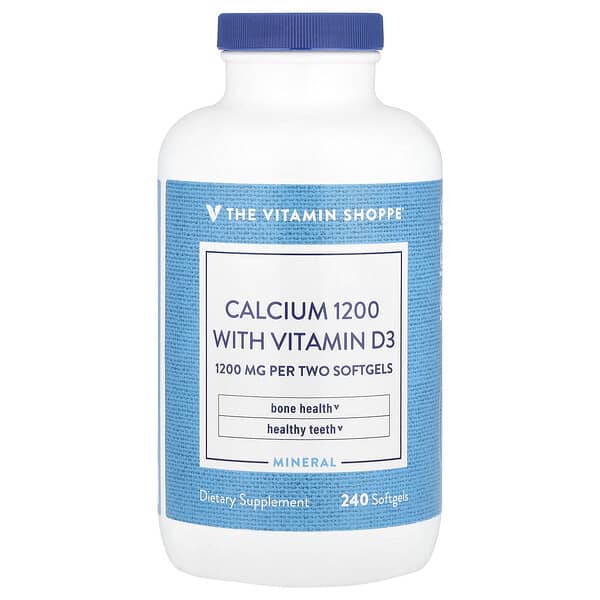 The Vitamin Shoppe, 含維生素 D3 的 Calcium 1200，240 粒軟凝膠