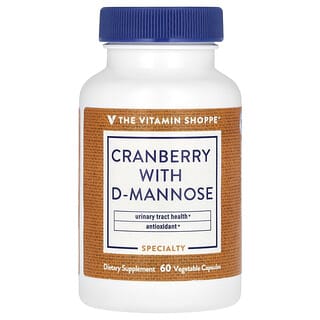 The Vitamin Shoppe, клюква с D-маннозой, 60 растительных капсул