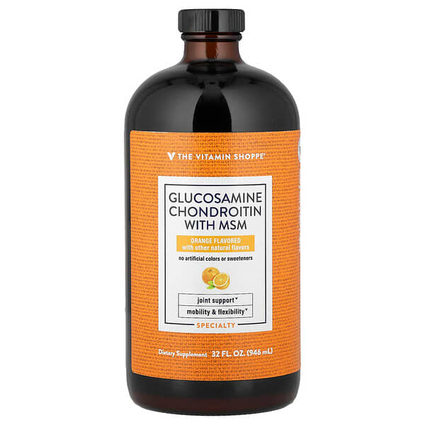 The Vitamin Shoppe, 含 MSM 的葡萄糖胺軟骨素，橙味，32 液量盎司（946 毫升）