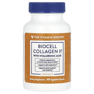 The Vitamin Shoppe, BioCell Collagen II（バイオセルコラーゲンII）、ヒアルロン酸配合、ベジカプセル60粒