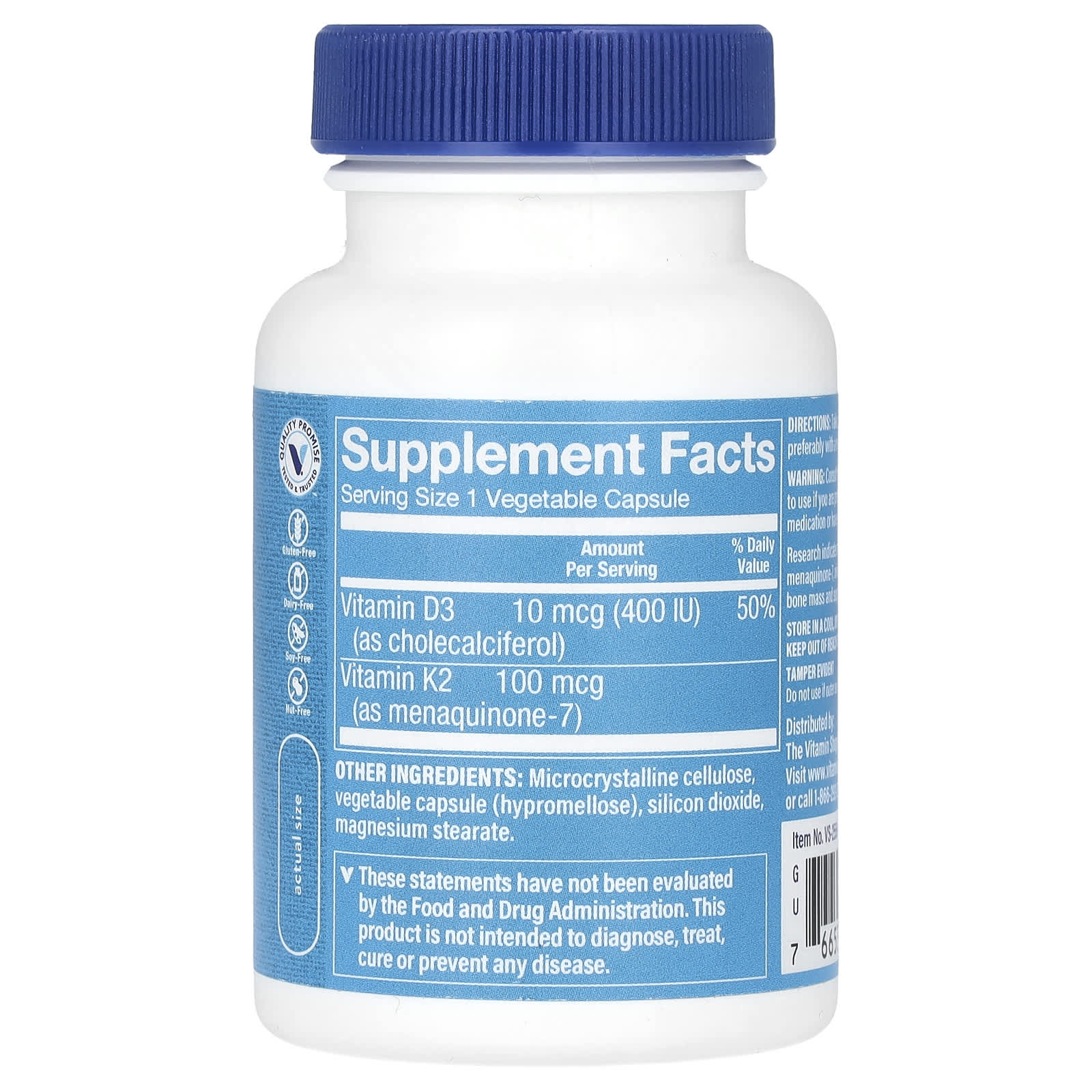 The Vitamin Shoppe, Vitamin K2, 100 mcg, 90 Vegetable Capsules