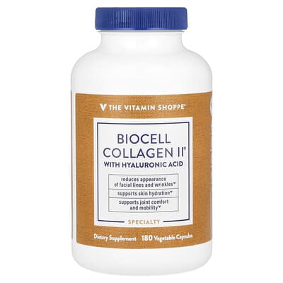 The Vitamin Shoppe, BioCell Type II Collagen with Hyaluronic Acid, 180 Vegetarian Capsules