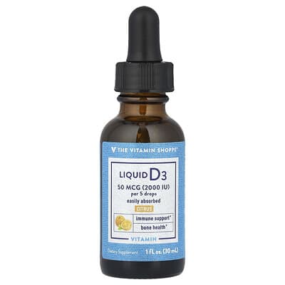 The Vitamin Shoppe, Liquid Vitamin D-3, Citrus, 50 mcg (2000 IU), 1 fl oz (30 ml)