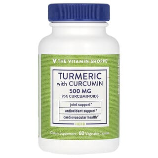 The Vitamin Shoppe, Turmeric With Curcumin, Kurkuma mit Kurkumin, 500 mg, 60 pflanzliche Kapseln