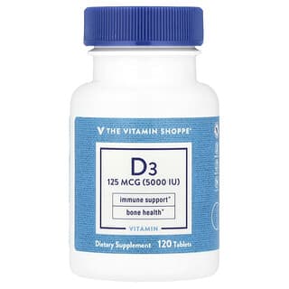 The Vitamin Shoppe, Vitamina D3, 125 mcg (5000 UI), 120 comprimidos