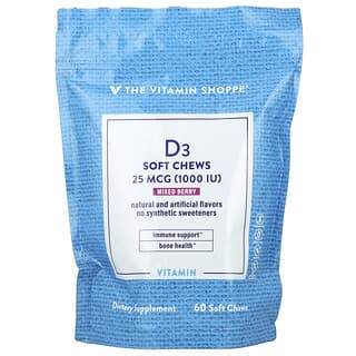 The Vitamin Shoppe, Vitamin D3, Mixed Berry , 25 mcg (1,000 IU) , 60 Soft Chews