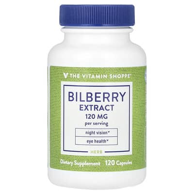 The Vitamin Shoppe, Bilberry Extract, 120 mg, 120 Capsules (60 mg per capsule)