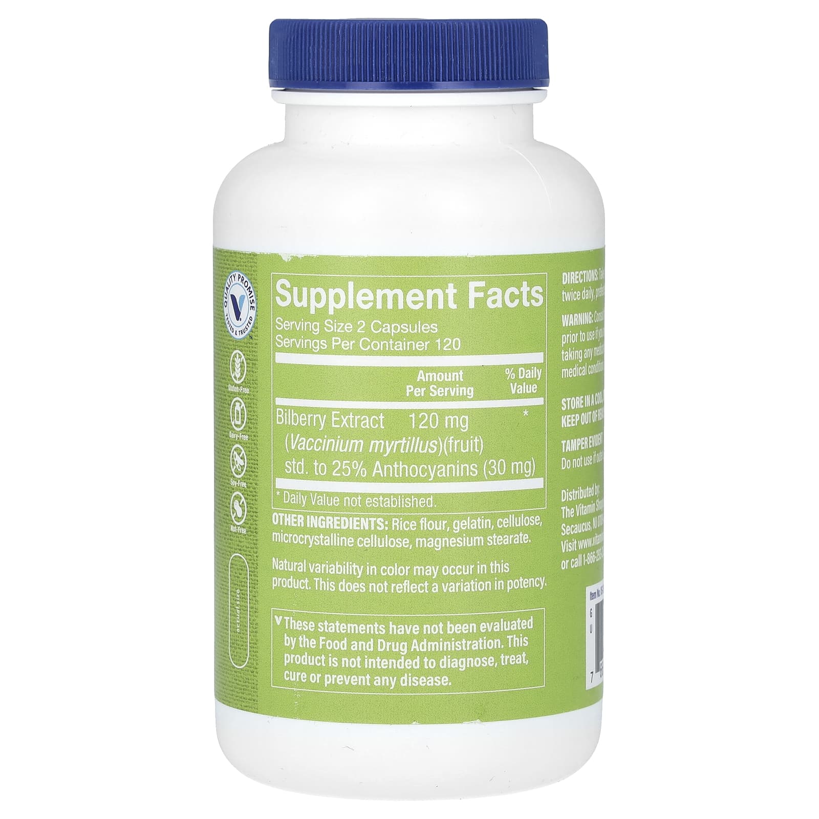 The Vitamin Shoppe, Bilberry Extract, 120 mg, 240 Capsules (60 mg Per