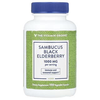 The Vitamin Shoppe, Sambucus Black Elderberry, 1,000 mg, 100 Vegetable Capsules (500 mg per Capsule)