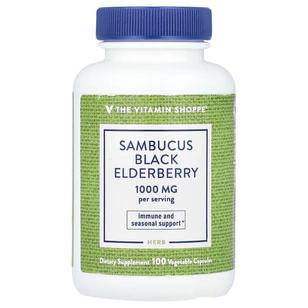 Sambucus Black Elderberry, 100 Vegetable Capsules (500 mg per Capsule)