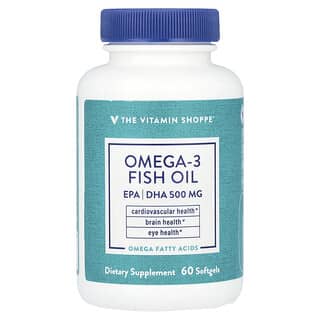 The Vitamin Shoppe, オメガ3フィッシュオイル、EPA（エイコサペンタエン酸）／DHA（ドコサヘキサエン酸）500mg、ソフトジェル60粒