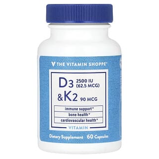 The Vitamin Shoppe, Vitamin D3 & K2, Vitamin D3 und K2, 60 Kapseln