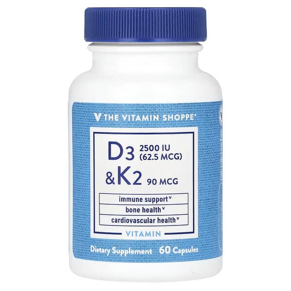 Vitamin D3 & K2, 60 Capsules