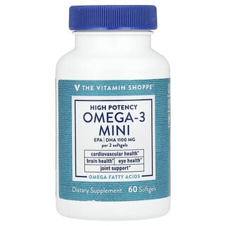 The Vitamin Shoppe, Omega-3 mini, Alta potencia, 60 cápsulas blandas