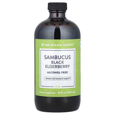 The Vitamin Shoppe, Sambucus Black Elderberry, Alcohol Free, 16 fl oz (473 ml)