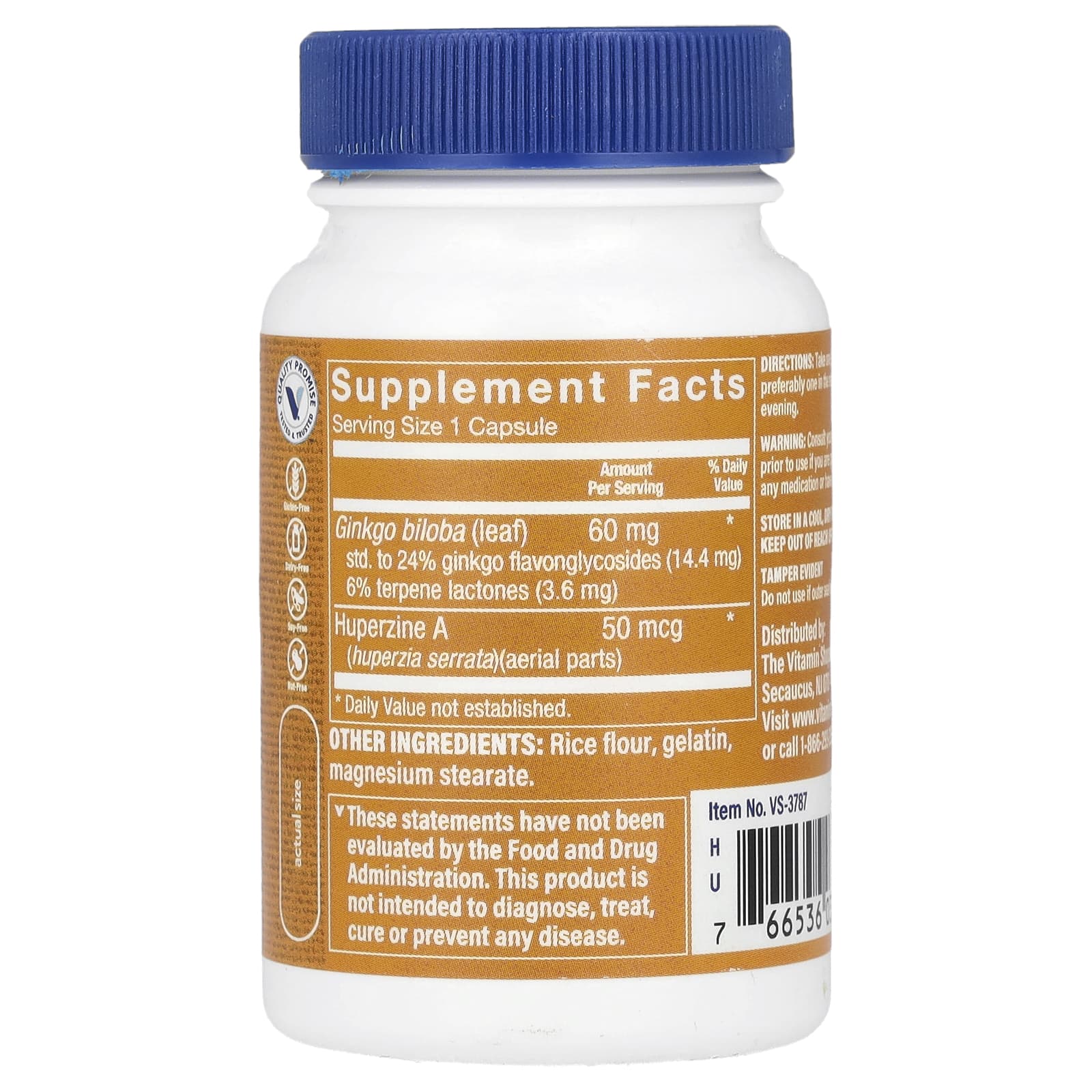 The Vitamin Shoppe, Huperzine A With Ginkgo Biloba, 60 Capsules