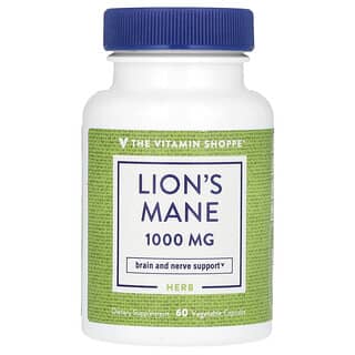 The Vitamin Shoppe, Melena de león, 1000 mg, 60 cápsulas vegetales (500 mg por cápsula)