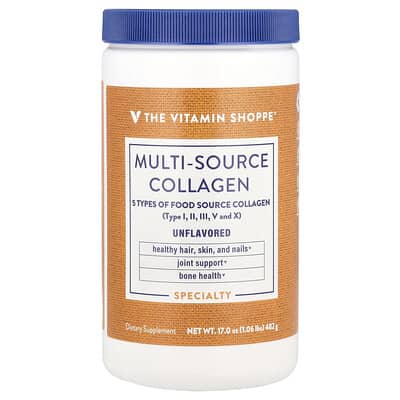 The Vitamin Shoppe, Multi-Source Collagen, Unflavoured, 1.06 lbs (482 g)