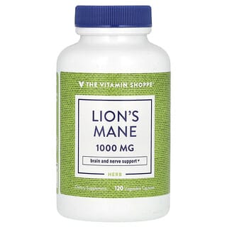 The Vitamin Shoppe, Melena de león, 1000 mg, 120 cápsulas vegetales (500 mg por cápsula)
