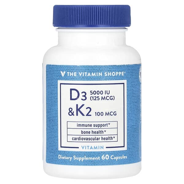 The Vitamin Shoppe, 維生素 D3 和 K2，60 粒膠囊