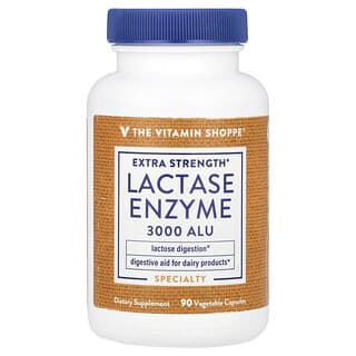 The Vitamin Shoppe, Enzima Lactase, Força Extra, 3.000 ALU, 90 Cápsulas Vegetais