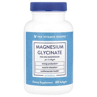 The Vitamin Shoppe, Glicinato de magnesio, 400 mg, 60 cápsulas blandas (200 mg por cápsula blanda)