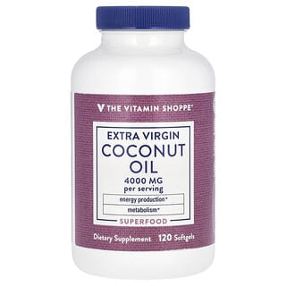 The Vitamin Shoppe, Aceite de coco extra virgen, 4000 mg, 120 cápsulas blandas (1000 mg por cápsula blanda)
