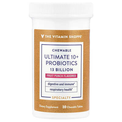 The Vitamin Shoppe, Chewable Ultimate 10+ Probiotics, Fruit Punch , 13 Billion , 30 Chewable Tablets