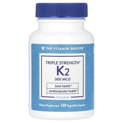 The Vitamin Shoppe, Triple Strength Vitamin K2, 300 mcg, 120 Vegetarian Capsules