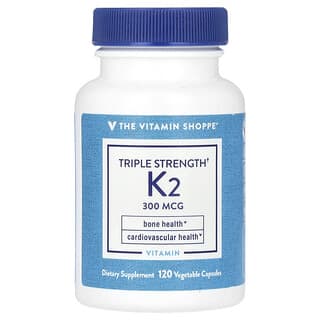 The Vitamin Shoppe, Witamina K2 o potrójnej sile działania, 300 µg, 120 kapsułek roślinnych