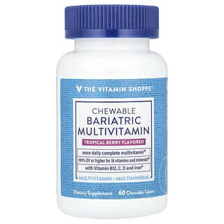 The Vitamin Shoppe, Multivitamínico Mastigável para Bariátricos, Fruto Silvestre Tropical, 60 Comprimidos Mastigáveis