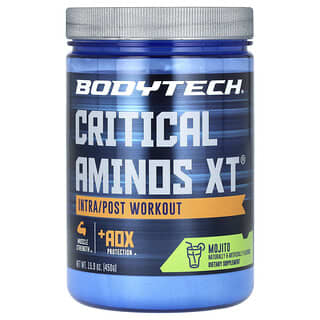 BodyTech, Bodytech，Critical Aminos XT®，鍛鍊中/鍛鍊後，Mojito，15.9 盎司（450 克）