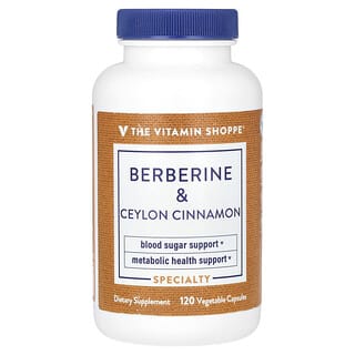The Vitamin Shoppe, Berberine & Ceylon Cinnamon, Berberin und Ceylon-Zimt, 120 pflanzliche Kapseln