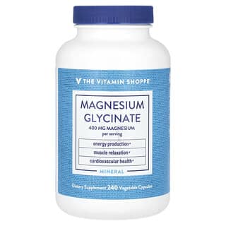 The Vitamin Shoppe, глицинат магния, 400 мг, 240 вегетарианских капсул (100 мг в 1 капсуле)