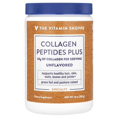 The Vitamin Shoppe, Collagen Peptides Plus, Unflavoured, 10 oz (283 g)